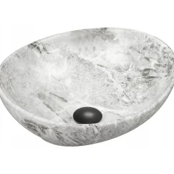 Vasque à poser ovale, céramique 40,5x33x14 cm Gris