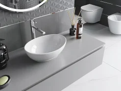 Vasque à poser ovale, céramique 40,5x33x14 cm Blanc