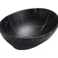 Vasque à poser ovale, céramique 40,5x33x14 cm marbre noir