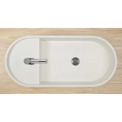 Vasque à poser ovale en béton beige effet moucheté l.80 x H.12 x P.36,5 cm, Homesight Pao