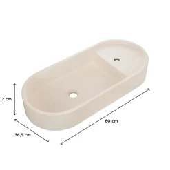 Vasque à poser ovale en béton beige effet moucheté l.80 x H.12 x P.36,5 cm, Homesight Pao