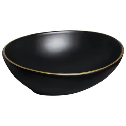 Vasque à poser ovale en ceramique FORMOZA noir lisere dore 41.5 x 33.5 cm