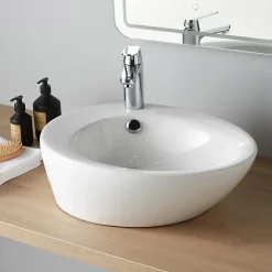 Vasque à poser ovale en céramique blanche