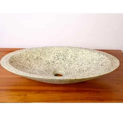 Vasque à poser ovale grise en Terrazzo pour salle de bain élégante