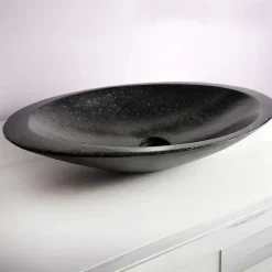Vasque à poser ovale noire en Terrazzo pour salle de bain moderne