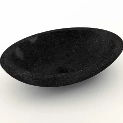 Vasque à poser ovale noire en Terrazzo pour salle de bain moderne