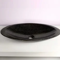 Vasque à poser ovale noire en Terrazzo pour salle de bain moderne