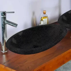 Vasque à poser ovale noire en Terrazzo pour salle de bain moderne