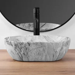 Vasque À Poser Rea Amelia Mini Stone Matt Light Grey Oval