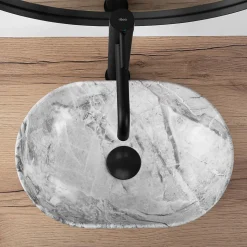 Vasque À Poser Rea Amelia Mini Stone Matt Light Grey Oval