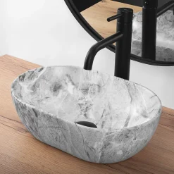 Vasque À Poser Rea Amelia Mini Stone Matt Light Grey Oval