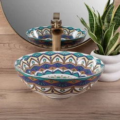 Vasque À Poser Rea Aztec Blue Round