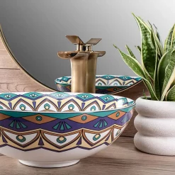 Vasque À Poser Rea Aztec Blue Round