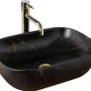 Vasque À Poser Rea Belinda Marble Matt Black Rectangle