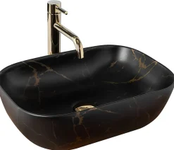 Vasque À Poser Rea Belinda Marble Matt Black Rectangle