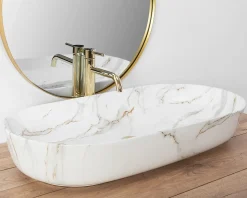 Vasque À Poser Rea Cleo 81 Shiny Aiax White Oval