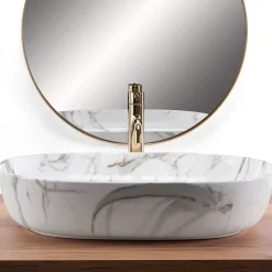 Vasque À Poser Rea Cleo 61 Shiny Aiax White Oval