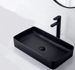 Vasque À Poser Rea Denis Black Rectangle