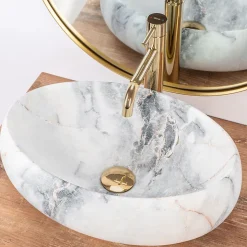 Vasque À Poser Rea Linda Granit White Oval