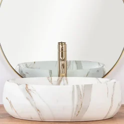 Vasque À Poser Rea Linda Lava White Oval