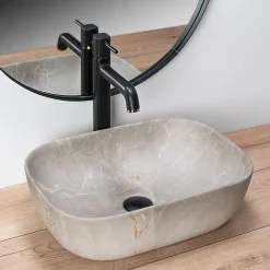 Vasque À Poser Rea Livia Beige Rectangle