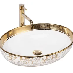 Vasque À Poser Rea Margot White Gold Round
