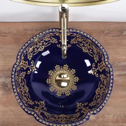 Vasque À Poser Rea Marina Blue Gold Round