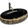 Vasque À Poser Rea Meryl Black Gold Oval