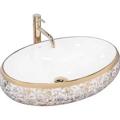 Vasque À Poser Rea Meryl White Gold Oval