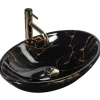 Vasque À Poser Rea Pamela Marble Shiny Black Oval
