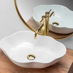 Vasque À Poser Rea Pearl White Oval