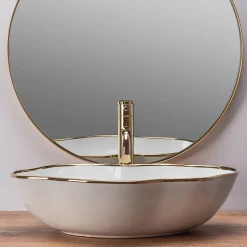 Vasque À Poser Rea Pearl White Gold Oval