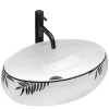 Vasque À Poser Rea Shila White Black Oval