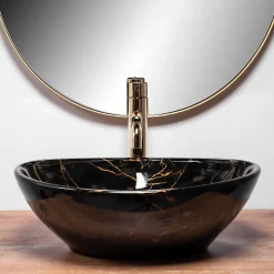 Vasque À Poser Rea Sofia Marble Shiny Black Oval