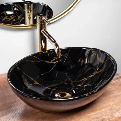 Vasque À Poser Rea Sofia Marble Shiny Black Oval