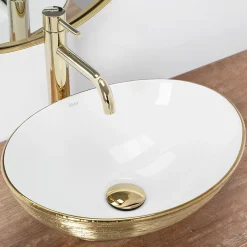 Vasque À Poser Rea Sofia White Gold Oval