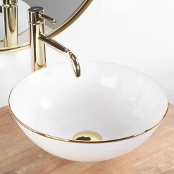 Vasque À Poser Rea Stella White Gold Round
