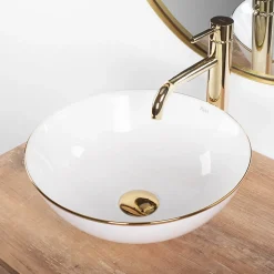 Vasque À Poser Rea Stella White Gold Round