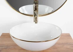 Vasque À Poser Rea Stella White Gold Round
