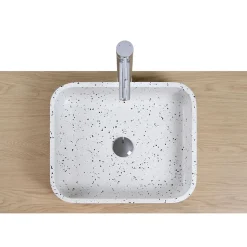 Vasque à poser rectangle en terrazzo blanc 45x38cm