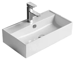Vasque à poser rectangulaire, céramique 55x32x13 cm Blanc