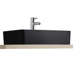 Vasque à poser rectangulaire céramique noir et blanc Albi