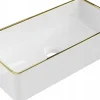 Vasque à poser rectangulaire, céramique 46,5x23,5x12 cm Blanc/or