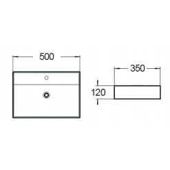 Vasque à poser rectangulaire, céramique 50x35x12 cm Blanc