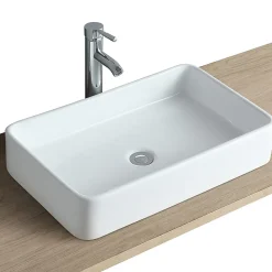 Vasque à poser rectangulaire céramique blanc l.60 x H.12 cm Homesight Saddy