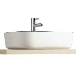 Vasque à poser rectangulaire céramique blanc et noir Kala