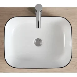 Vasque à poser rectangulaire céramique blanc et noir Kala