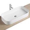 Vasque à poser rectangulaire céramique blanc brillant l.45 x H.13 cm Homesight Josy