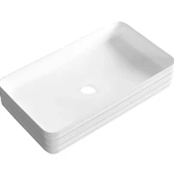 Vasque à poser rectangulaire en ceramique LISA exterieur rainure 67.5 x 37.5 x 12 cm