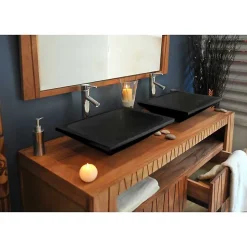 Vasque à poser rectangulaire noire en Terrazzo pour salle de bain design